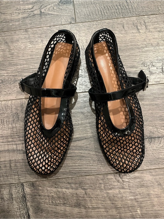 Shoes - Black Mesh Mary Jane Flats
